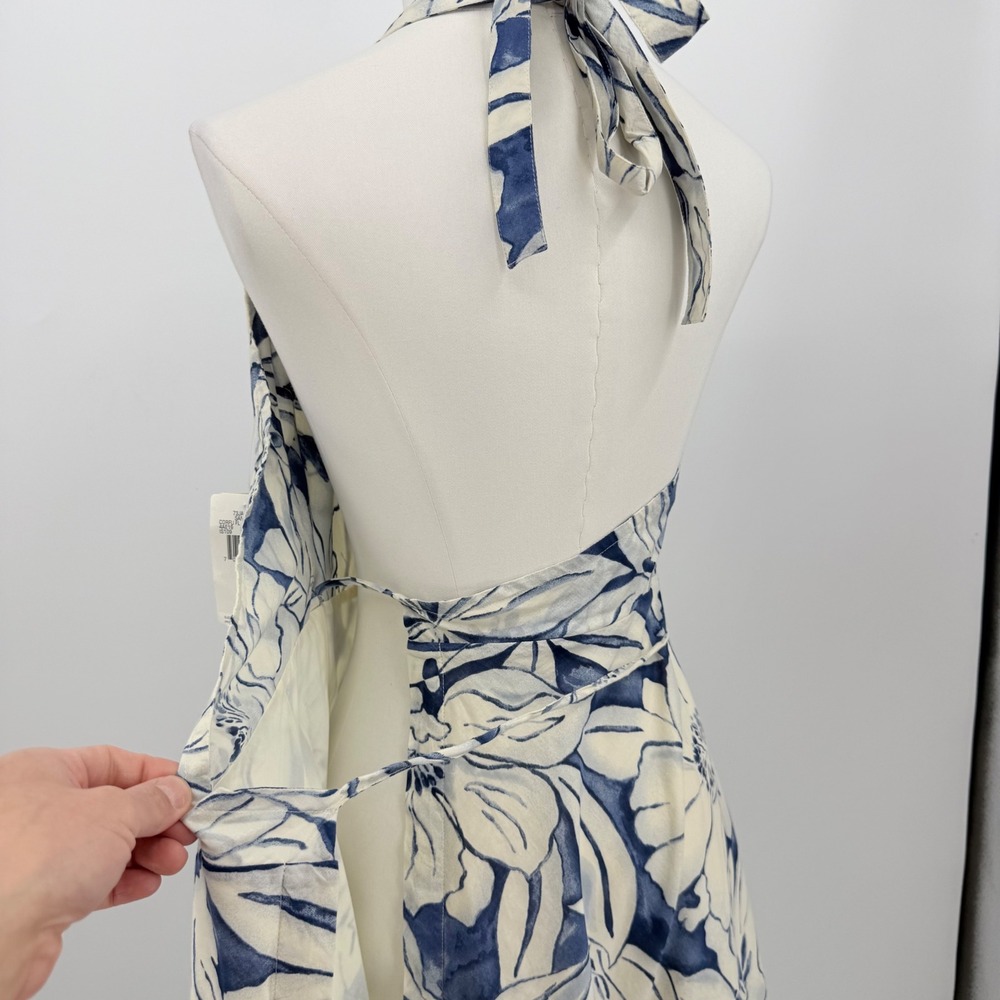 Polo Jeans Co Ralph Lauren Santorini Floral Halter Back Wrap Dress Cotton M - Picture 7 of 11